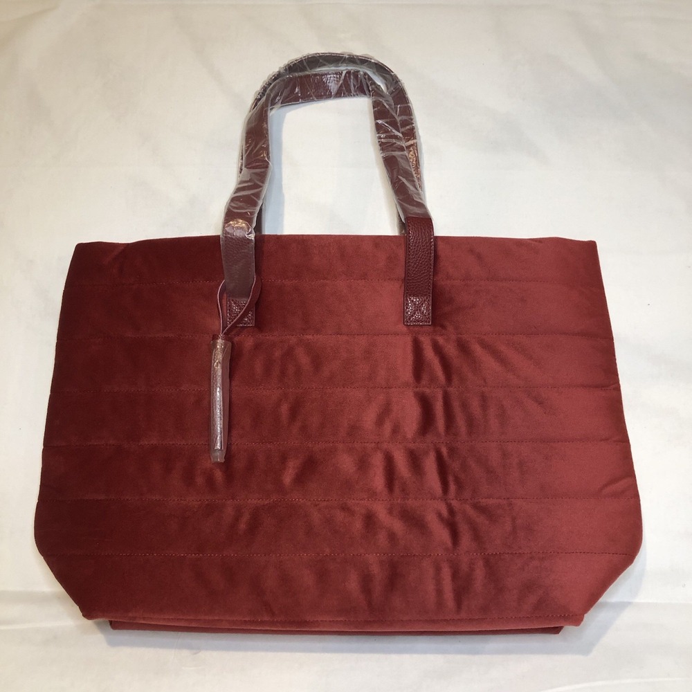 New Barnes And Noble Red Quilted Velvet Tote Bag Book Lovers Travel